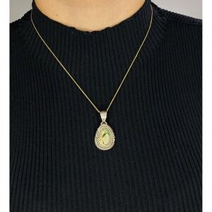 Vtg Navajo Sterling Silver Royston Turquoise Stamped 925 Pendant Signed E Kee